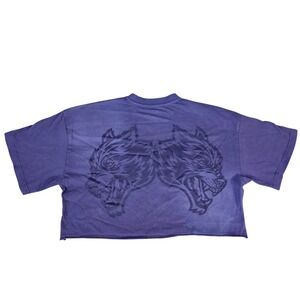 Darc Sport IYKYK Premium Oversized Cropped Tee Iris Sun Fade Purple Wolves Small